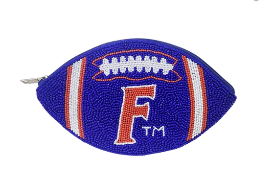 UF UNIVERSITY OF FLORIDA КОШЕЛЁК ДЛЯ МОНЕТ С БИСЕРОМ В ВИДЕ ФУТБОЛЬНОГО МЯЧА