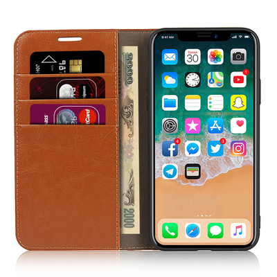 Случай телефона Pu Iphone 13 кожаный, случай бумажника Samsung S8 кожаный