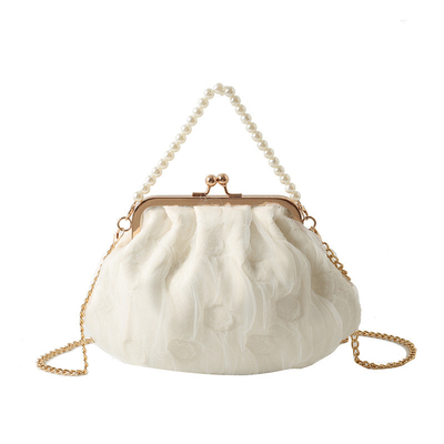 2024 NEW RETRO FAIRY Solid COLOR SMALL BAG Белая ручная сумка Женская жемчужная сумка