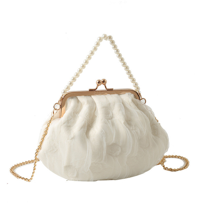 2024 NEW RETRO FAIRY Solid COLOR SMALL BAG Белая ручная сумка Женская жемчужная сумка
