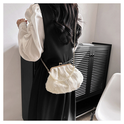 2024 NEW RETRO FAIRY Solid COLOR SMALL BAG Белая ручная сумка Женская жемчужная сумка