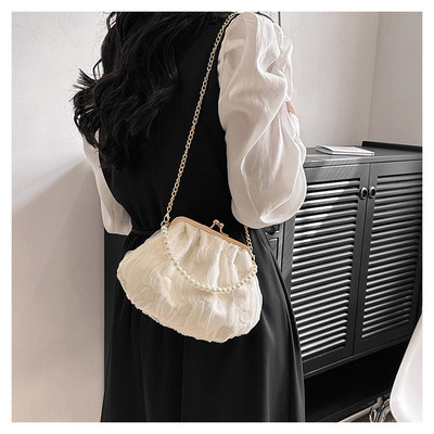 2024 NEW RETRO FAIRY Solid COLOR SMALL BAG Белая ручная сумка Женская жемчужная сумка