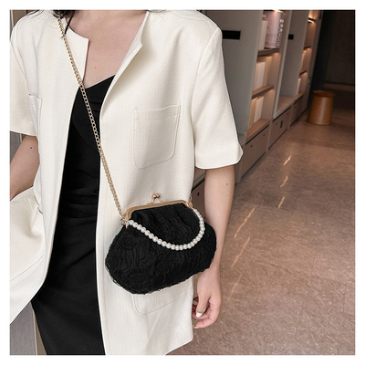 2024 NEW RETRO FAIRY Solid COLOR SMALL BAG Белая ручная сумка Женская жемчужная сумка