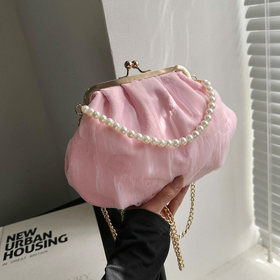 2024 NEW RETRO FAIRY Solid COLOR SMALL BAG Белая ручная сумка Женская жемчужная сумка
