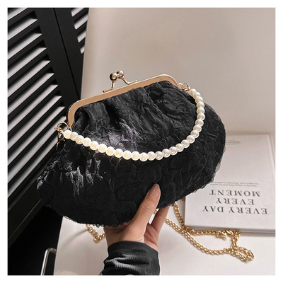 2024 NEW RETRO FAIRY Solid COLOR SMALL BAG Белая ручная сумка Женская жемчужная сумка