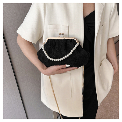 2024 NEW RETRO FAIRY Solid COLOR SMALL BAG Белая ручная сумка Женская жемчужная сумка