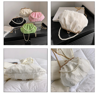 2024 NEW RETRO FAIRY Solid COLOR SMALL BAG Белая ручная сумка Женская жемчужная сумка