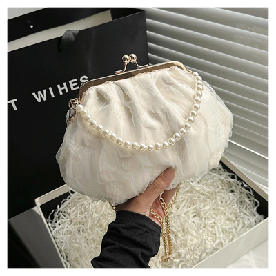 2024 NEW RETRO FAIRY Solid COLOR SMALL BAG Белая ручная сумка Женская жемчужная сумка