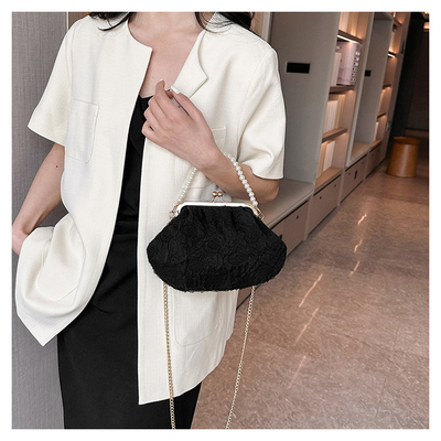 2024 NEW RETRO FAIRY Solid COLOR SMALL BAG Белая ручная сумка Женская жемчужная сумка