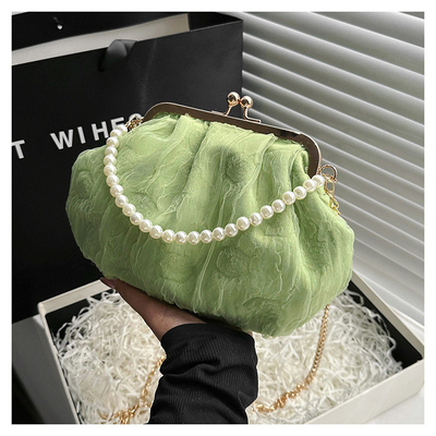 2024 NEW RETRO FAIRY Solid COLOR SMALL BAG Белая ручная сумка Женская жемчужная сумка