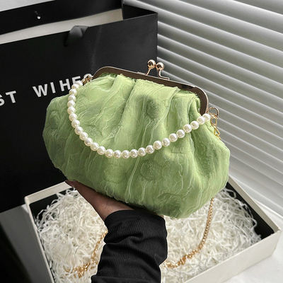 2024 NEW RETRO FAIRY Solid COLOR SMALL BAG Белая ручная сумка Женская жемчужная сумка
