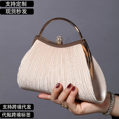 EUROPE AND THE UNITED STATES RETRO Solid COLOR PLEATED RAND RING FASHION LOCK CLOSED DINNER BAG CHAIN CROSSBODY BAG (Европа и Соединенные Штаты) Ретро твердое цветное рельефное кольцо на руке модное кольцо замкнутый обеденный пакет цепочка кроссбоди сумка