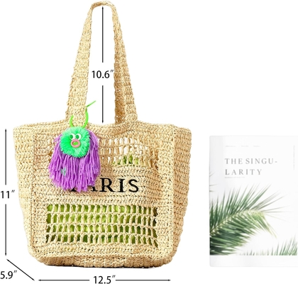 Herald Straw Mesh Beach Tote Bag для женщин, большие летние легкие складываемые плечевые сумочки для путешествий