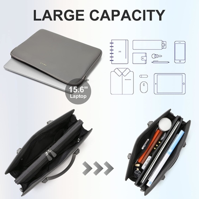 KEYLI 4PC SETS LAPTOP BAG FOR WOMEN Крупный кожаный ноутбук коробка с USB-портом для зарядки компьютер плечевая сумка