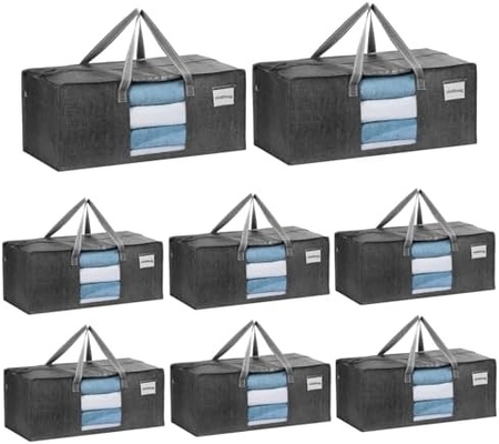 VENO 4 Pack Moving Bags Plastic Storage Tote Clothing Organization Large W Lid/Zipper. Packaging Boxes/Bins Альтернативное использование