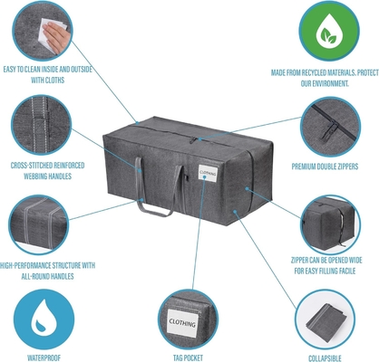 VENO 4 Pack Moving Bags Plastic Storage Tote Clothing Organization Large W Lid/Zipper. Packaging Boxes/Bins Альтернативное использование