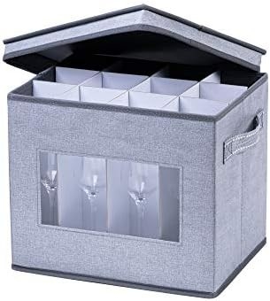 VENO 2 Pack Wine Glass Storage Box с крышкой и ручками, стеклянные изделия, Китайский организатор, отлично подходит для перемещения, транспорта.