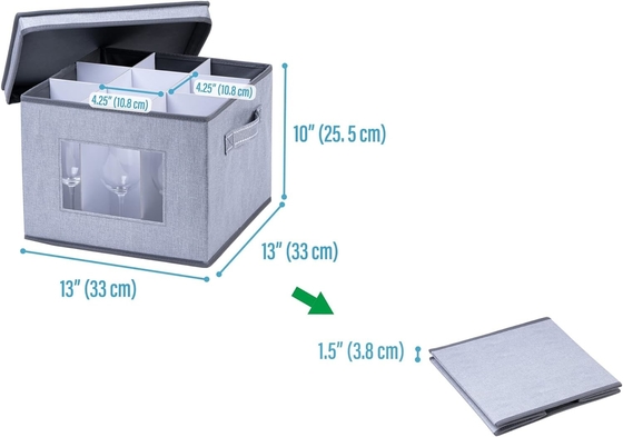 VENO 2 Pack Wine Glass Storage Box с крышкой и ручками, стеклянные изделия, Китайский организатор, отлично подходит для перемещения, транспорта.