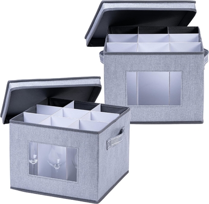 VENO 2 Pack Wine Glass Storage Box с крышкой и ручками, стеклянные изделия, Китайский организатор, отлично подходит для перемещения, транспорта.