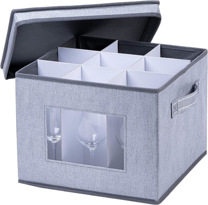 VENO 2 Pack Wine Glass Storage Box с крышкой и ручками, стеклянные изделия, Китайский организатор, отлично подходит для перемещения, транспорта.