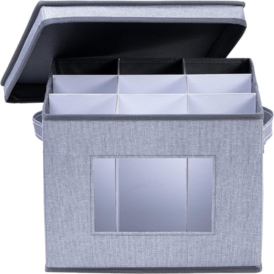 VENO 2 Pack Wine Glass Storage Box с крышкой и ручками, стеклянные изделия, Китайский организатор, отлично подходит для перемещения, транспорта.