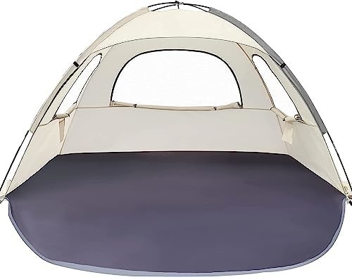 Белая пляжная палатка WhiteFang Anti-UV портативный солнцезащитный укрытие для 3/4/6 человек, расширяемый пол с 3 вентиляционными сетками