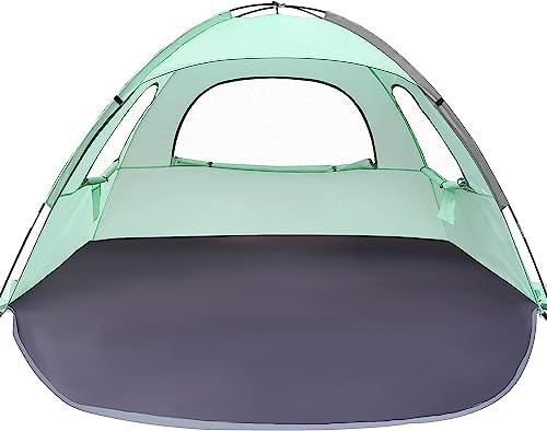 Белая пляжная палатка WhiteFang Anti-UV портативный солнцезащитный укрытие для 3/4/6 человек, расширяемый пол с 3 вентиляционными сетками