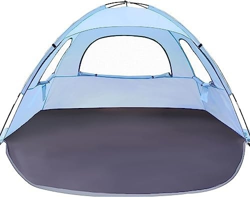 Белая пляжная палатка WhiteFang Anti-UV портативный солнцезащитный укрытие для 3/4/6 человек, расширяемый пол с 3 вентиляционными сетками