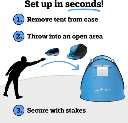Abco Pop Up Tent для 2-х человек - портативная хижина с 2-мя дверями, водостойкая и ультрафиолетовая защита, сумка для ношения - Sky Blue