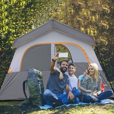 HIKERGARDEN 6 человек Кампинговая палатка - портативная легко устанавливаемая семейная палатка для кемпинга, ветроустойчивая ткань.