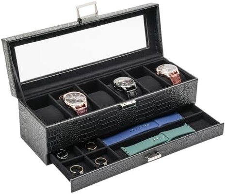 ProCase Watch Box Organizer для мужчин, 6 слотов Часы дисплейный чехол с ящиком, День отца подарок мужские часы держатель часов