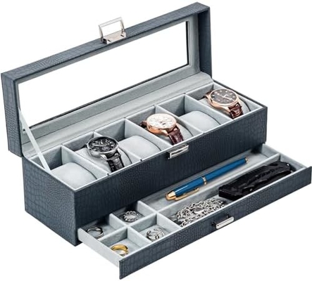 ProCase Watch Box Organizer для мужчин, 6 слотов Часы дисплейный чехол с ящиком, День отца подарок мужские часы держатель часов