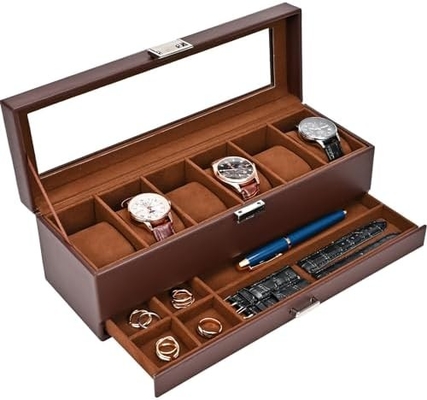 ProCase Watch Box Organizer для мужчин, 6 слотов Часы дисплейный чехол с ящиком, День отца подарок мужские часы держатель часов