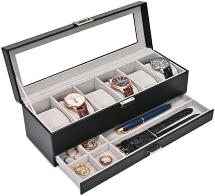 ProCase Watch Box Organizer для мужчин, 6 слотов Часы дисплейный чехол с ящиком, День отца подарок мужские часы держатель часов