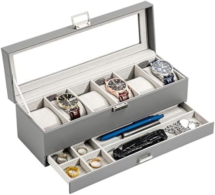 ProCase Watch Box Organizer для мужчин, 6 слотов Часы дисплейный чехол с ящиком, День отца подарок мужские часы держатель часов