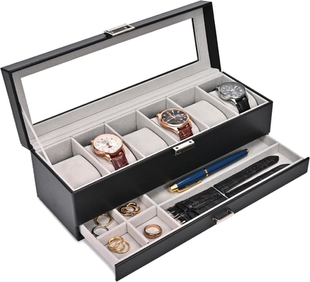ProCase Watch Box Organizer для мужчин, 6 слотов Часы дисплейный чехол с ящиком, День отца подарок мужские часы держатель часов