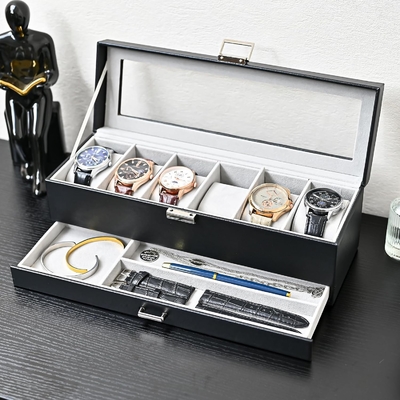 ProCase Watch Box Organizer для мужчин, 6 слотов Часы дисплейный чехол с ящиком, День отца подарок мужские часы держатель часов