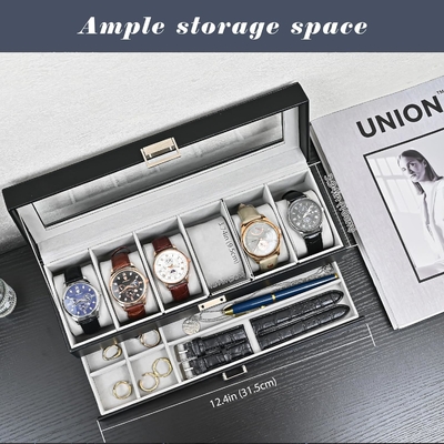 ProCase Watch Box Organizer для мужчин, 6 слотов Часы дисплейный чехол с ящиком, День отца подарок мужские часы держатель часов
