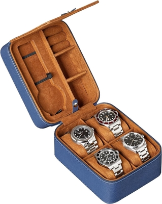 ROTHWELL 5 Watch Travel Case Storage Organizer for 5 Watches. Тяжелая портативная защита с резинкой, подходит для всех наручных часов.