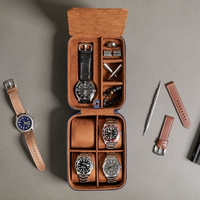 ROTHWELL 5 Watch Travel Case Storage Organizer for 5 Watches. Тяжелая портативная защита с резинкой, подходит для всех наручных часов.