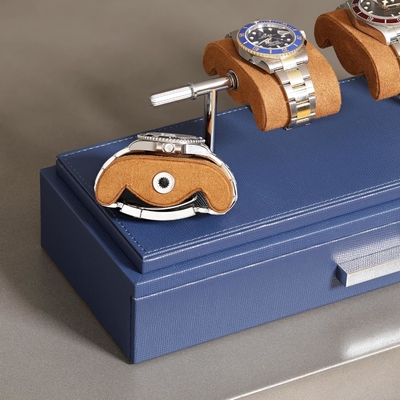 ROTHWELL Luxury Watch Display Case for 4 Watches Кожаная коробка для часов с акриловым покрытием и съемным слайдом в подушках