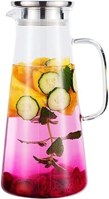 Карафу стеклянный горшок с крышкой, 68oz теплоустойчивый водный бокал для горячей/холодной воды, ледяного чая и соков напиток Clear