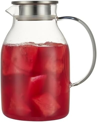 Карафу стеклянный горшок с крышкой, 68oz теплоустойчивый водный бокал для горячей/холодной воды, ледяного чая и соков напиток Clear