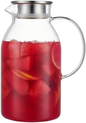 Карафу стеклянный горшок с крышкой, 68oz теплоустойчивый водный бокал для горячей/холодной воды, ледяного чая и соков напиток Clear