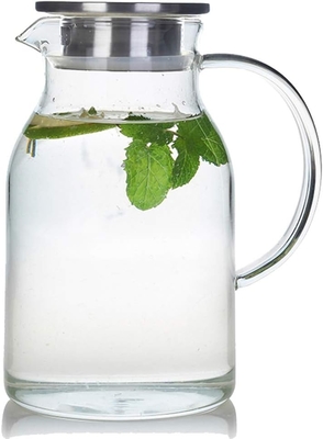 Карафу стеклянный горшок с крышкой, 68oz теплоустойчивый водный бокал для горячей/холодной воды, ледяного чая и соков напиток Clear