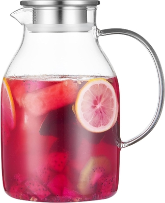 Карафу стеклянный горшок с крышкой, 68oz теплоустойчивый водный бокал для горячей/холодной воды, ледяного чая и соков напиток Clear