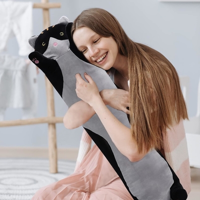 WUYU Красивая плюшевая кошачая кукла Милая мультфильм Мягкий набитый котенок Подушка Долгая броска Спальная подушка Кукла игрушка подарок для детей