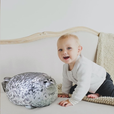 MerryXD Chubby Blob Seal Pillow, Наполненная хлопчатобумажная плюшевая игрушка для животных Милая океанская средняя ((17.6 дюйма)