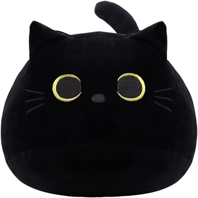 Черная кошка плюшевая игрушка: мягкая, наполненная подушка для животных, декорация детского дивана, дизайн в форме кошки