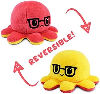 TeeTurtle - Оригинальный обратимый осьминог Плюши - Любовь + Ненависть - Милые сенсорные фиджеты Наполненные животными, которые показывают ваш